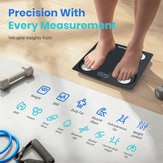 Digital Smart Scale, BMI Weighing Body Fat Scale, Body Composition Monitor Health Analyzer -with Smartphone App
