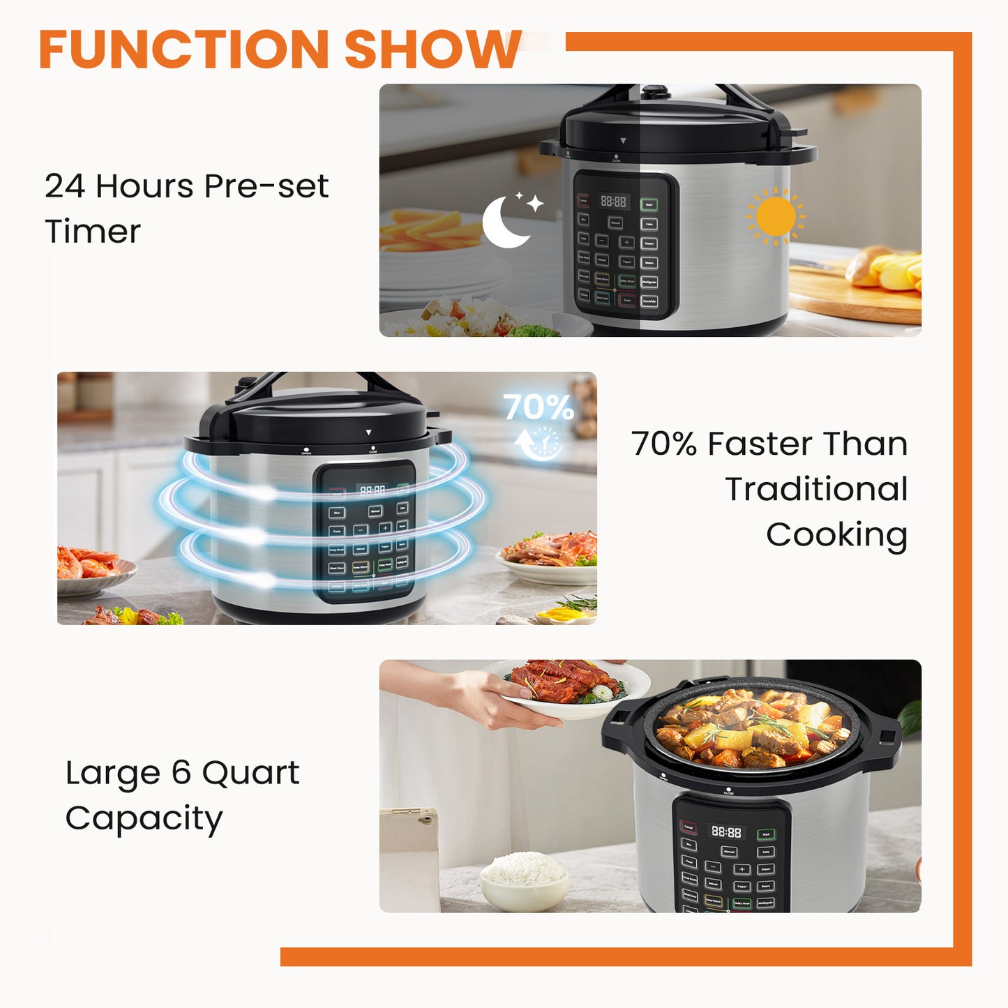 9 In 1 Electric Pressure Cooker, Warmer & Sterilizer, Safe Canner Saute, Slow Cooker, Rice Cooker, Rice Steamer Multi-Functional Smart Pot