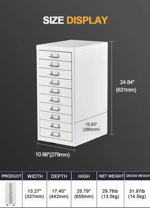 File Cabinet With MINI Size Metal File Organizer Document Organizer, Black And White Two Color Available And 5 Drawer And 10 Drawer For Home Office, Office Desk File