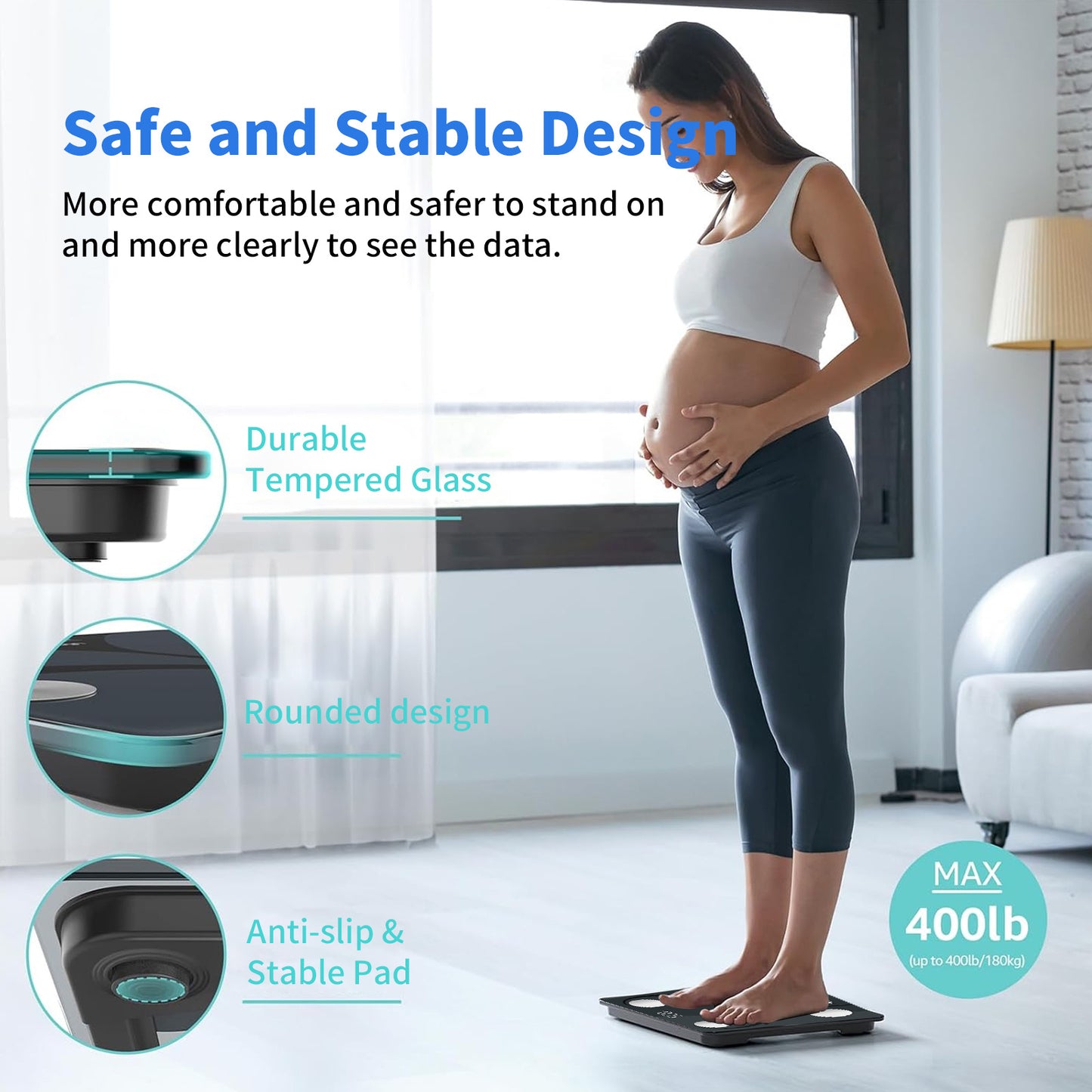 Digital Smart Scale, BMI Weighing Body Fat Scale, Body Composition Monitor Health Analyzer -with Smartphone App