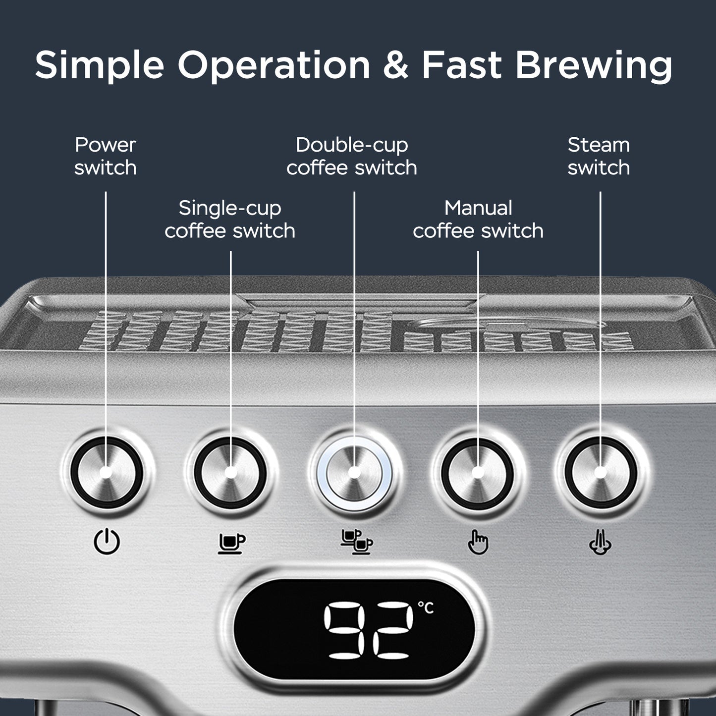 Espresso Machine, 20 Bar Espresso Machine With Milk Frother For Latte, Cappuccino, Macchiato, For Home Espresso Maker, 1.8L Water Tank, Stainless Steel