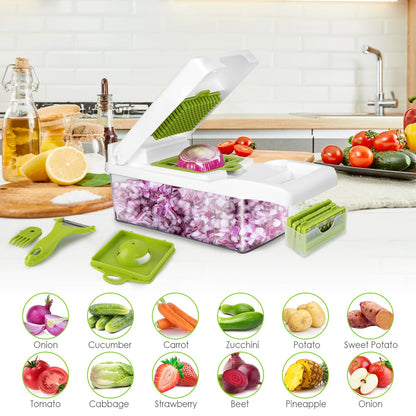 Vegetable Chopper With Container 12 In 1 Kitchen Food Slicer Peeler Egg Separator Veggie Cutter