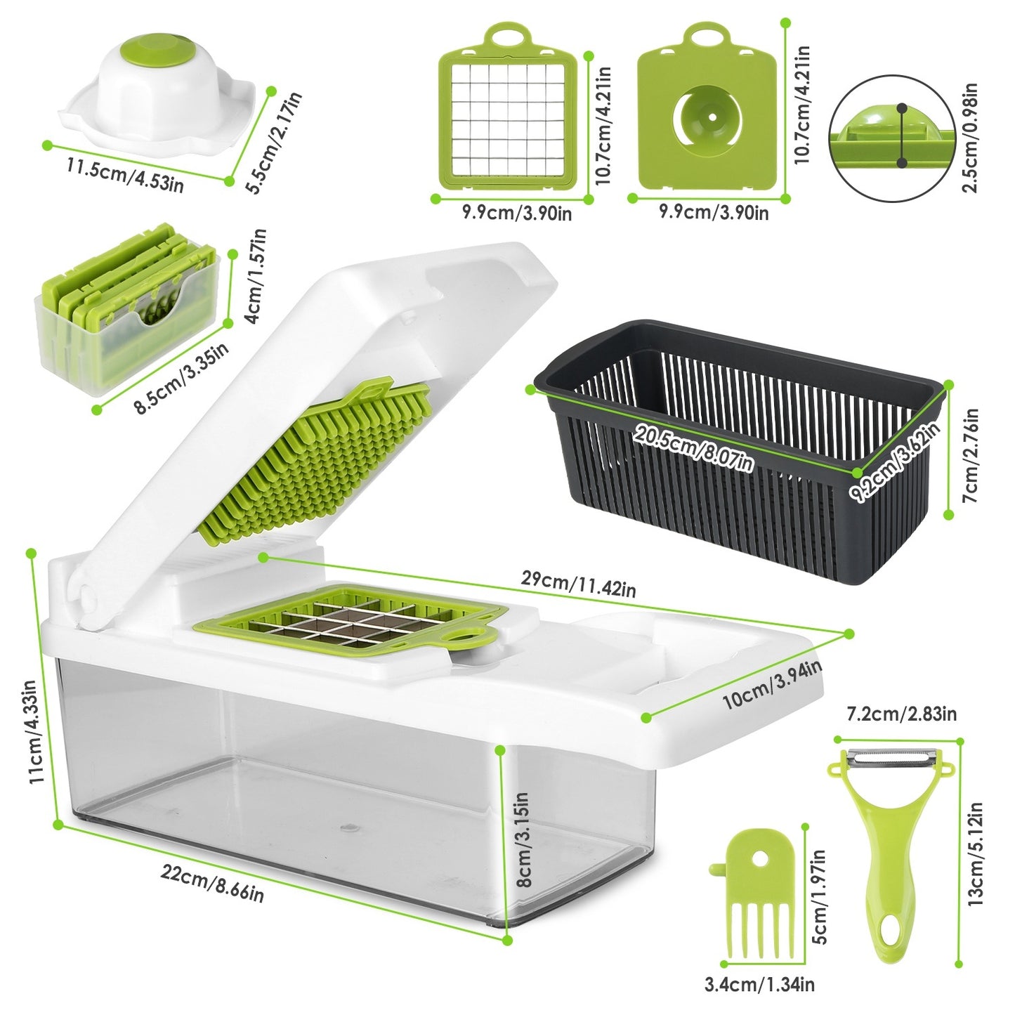Vegetable Chopper With Container 12 In 1 Kitchen Food Slicer Peeler Egg Separator Veggie Cutter