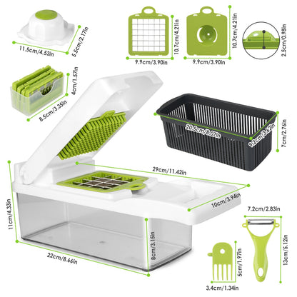 Vegetable Chopper With Container 12 In 1 Kitchen Food Slicer Peeler Egg Separator Veggie Cutter