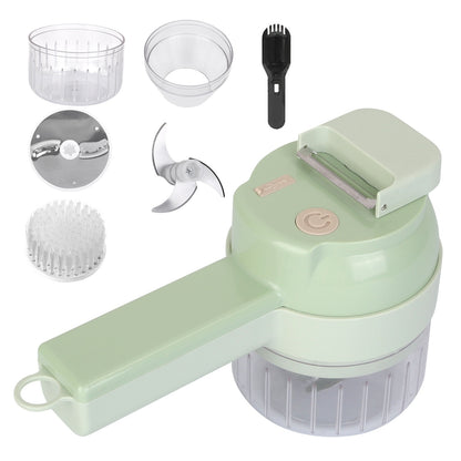 1 Set 4 In 1 Handheld Electric Vegetable Cutter Mini Food Fruit Chopper Grinder Slicer Dicer Garlic Meat Ginger  Masher Rechargeable Food Processor