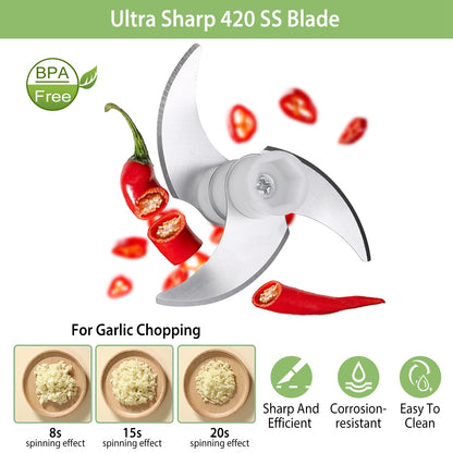 1 Set 4 In 1 Handheld Electric Vegetable Cutter Mini Food Fruit Chopper Grinder Slicer Dicer Garlic Meat Ginger  Masher Rechargeable Food Processor