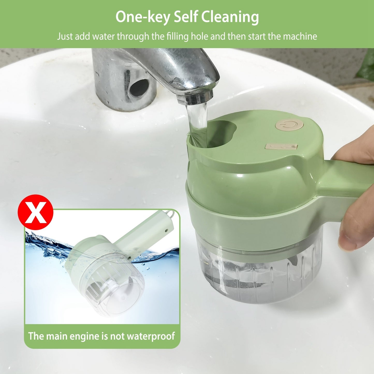 1 Set 4 In 1 Handheld Electric Vegetable Cutter Mini Food Fruit Chopper Grinder Slicer Dicer Garlic Meat Ginger  Masher Rechargeable Food Processor