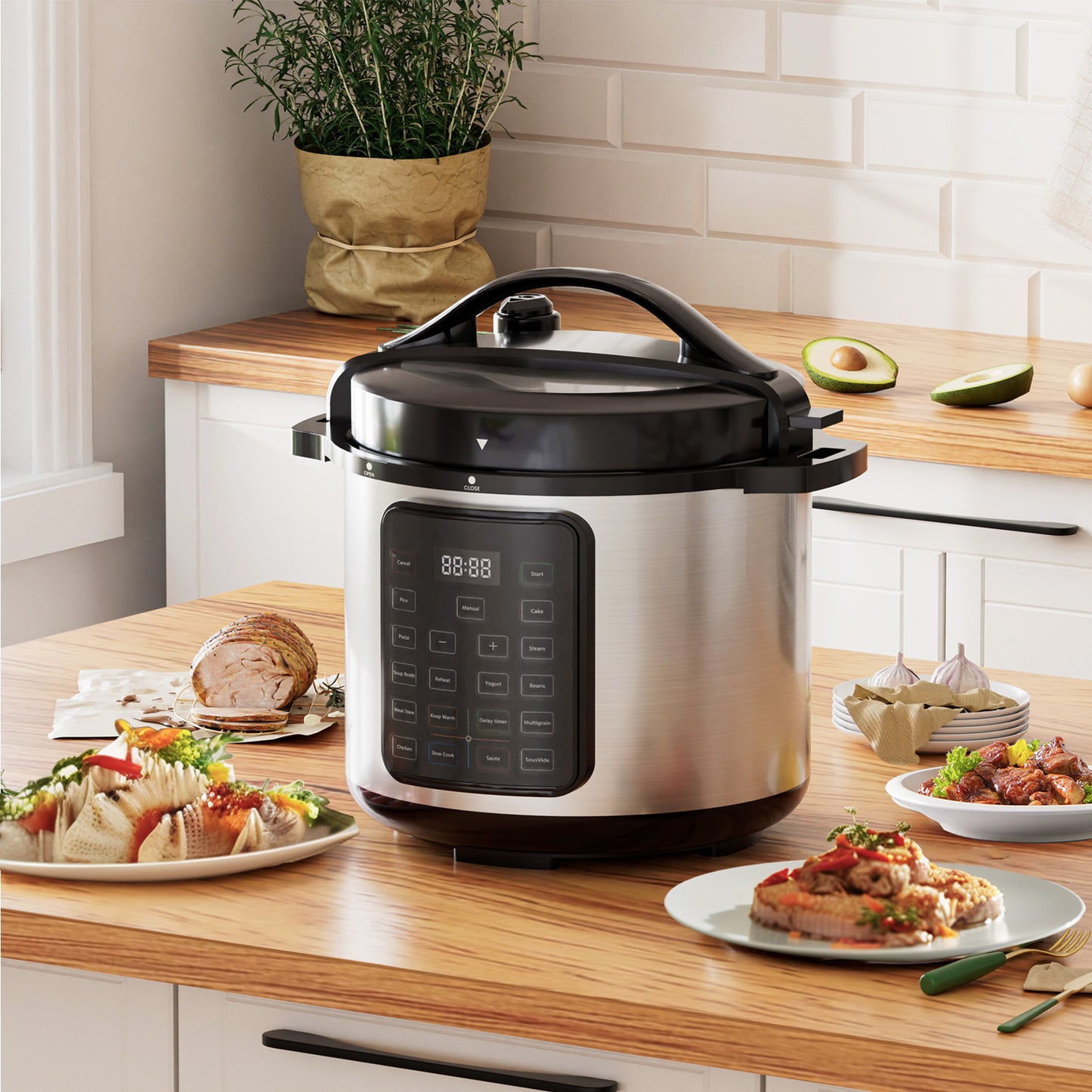 9 In 1 Electric Pressure Cooker, Warmer & Sterilizer, Safe Canner Saute, Slow Cooker, Rice Cooker, Rice Steamer Multi-Functional Smart Pot