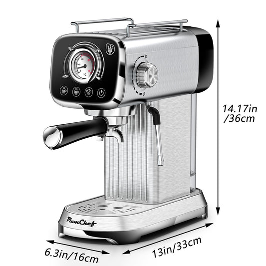 20 Bar Professional Espresso Machine With Milk Frother, Single & Double Shot, ESE Pod Compatible, Visual Display Of Pressure, Removable Water Tank For Cappuccino, Latte, Machiato