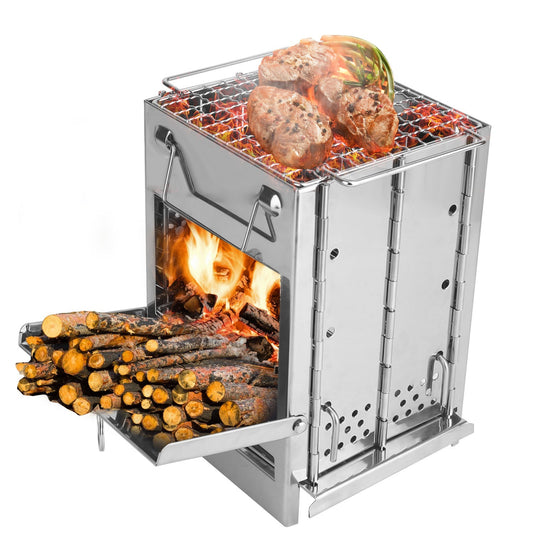 Portable Backpacking Wood Burning Stove For Camping Hiking BBQ Outdoor Cooker Folding Travel Charcoal Stove With Handle Central Boiler Price