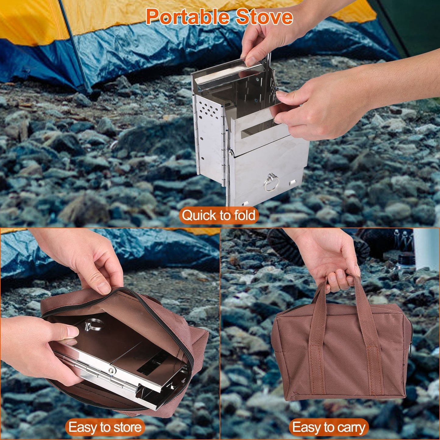Portable Backpacking Wood Burning Stove For Camping Hiking BBQ Outdoor Cooker Folding Travel Charcoal Stove With Handle Central Boiler Price