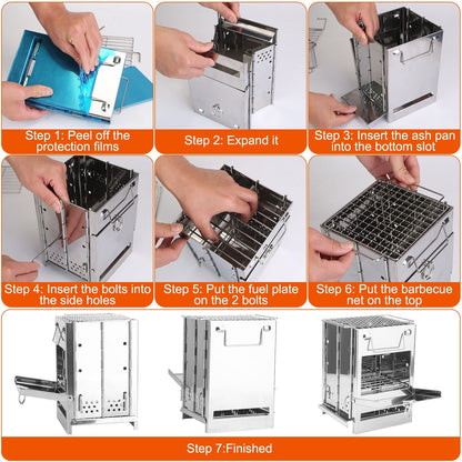 Portable Backpacking Wood Burning Stove For Camping Hiking BBQ Outdoor Cooker Folding Travel Charcoal Stove With Handle Central Boiler Price