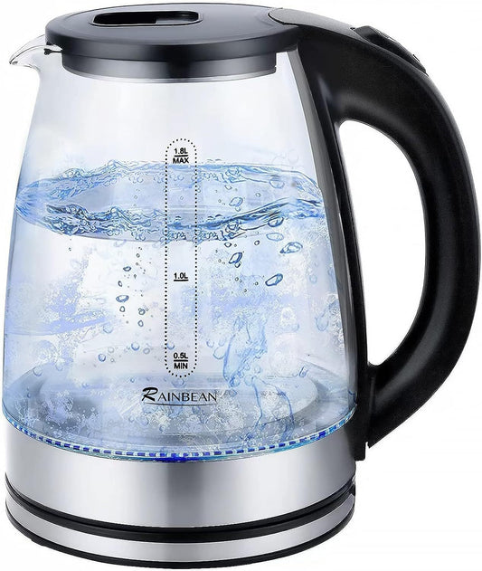 Electric Kettle Water Boiler, Hot Water Boiler With LED Light, Auto Shut-Off Small Electric Kettle, Glass Black