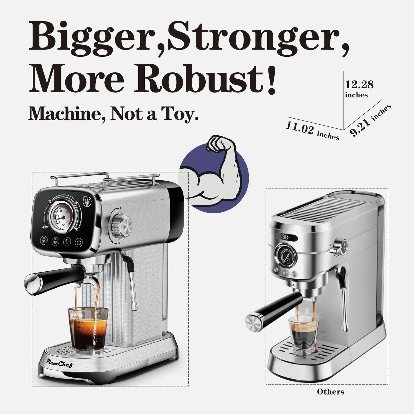 20 Bar Professional Espresso Machine With Milk Frother, Single & Double Shot, ESE Pod Compatible, Visual Display Of Pressure, Removable Water Tank For Cappuccino, Latte, Machiato