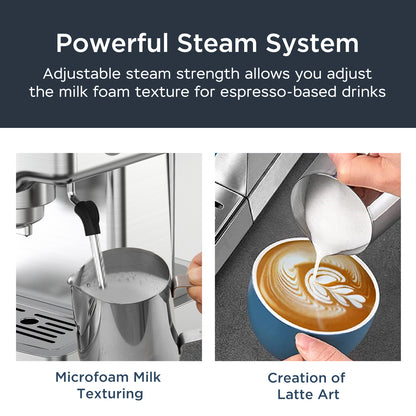 Espresso Machine, 20 Bar Espresso Machine With Milk Frother For Latte, Cappuccino, Macchiato, For Home Espresso Maker, 1.8L Water Tank, Stainless Steel